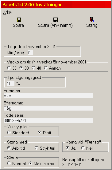 Programmets inställningar