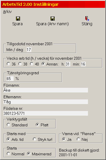 Programmets inställningar